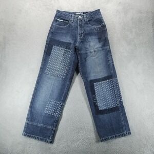 VTG Southpole Jeans Mens‎ 29x30 Blue Patchwork Relaxed Baggy Straight Skate Y2K